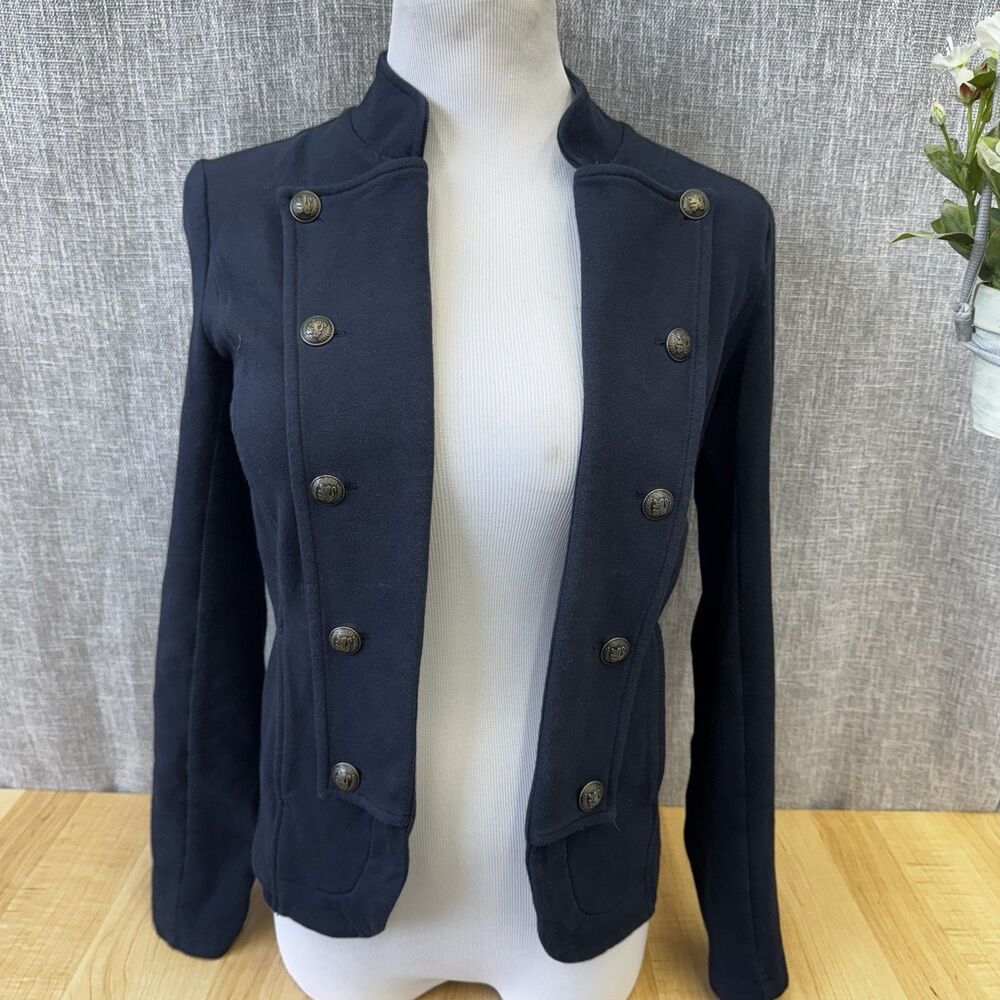 Tommy Hilfiger Women's Navy Blue Military Band Jacket Size XS Vintage Buttons